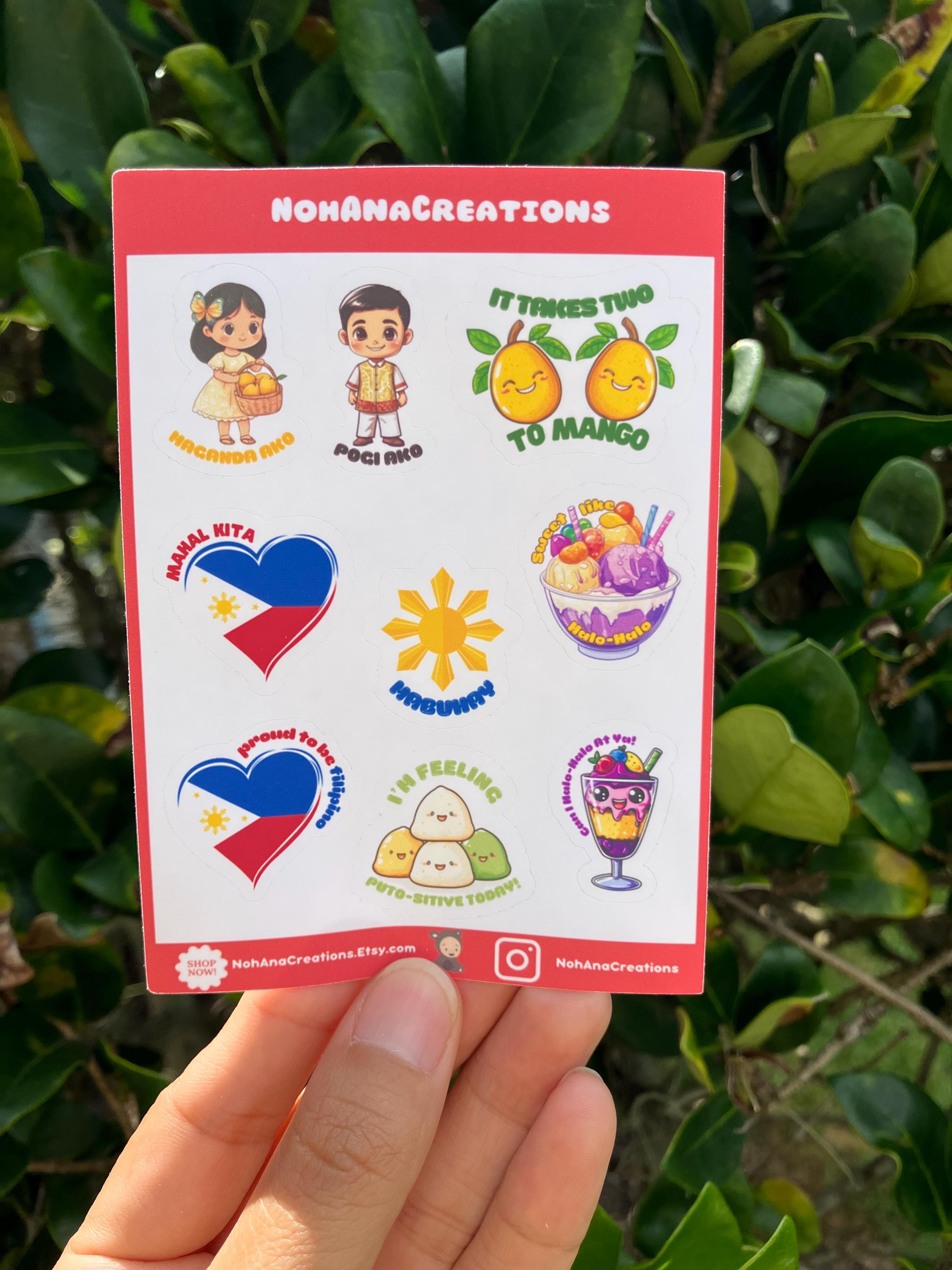 Filipino Sticker Sheet | Tagalog Words & Cute Designs | Pinoy Stickers ...