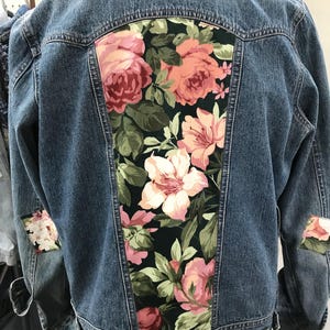 Upcycled Jean Jacket, Refashioned, Floral
