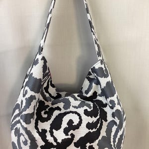 Extra Large Slouchy BAG, Shoulder Purse, Slouch, Hobo, Diaper BAG, Work Purse, Sling BAG, Shopping Bag,  Grey Upholstery Fabric