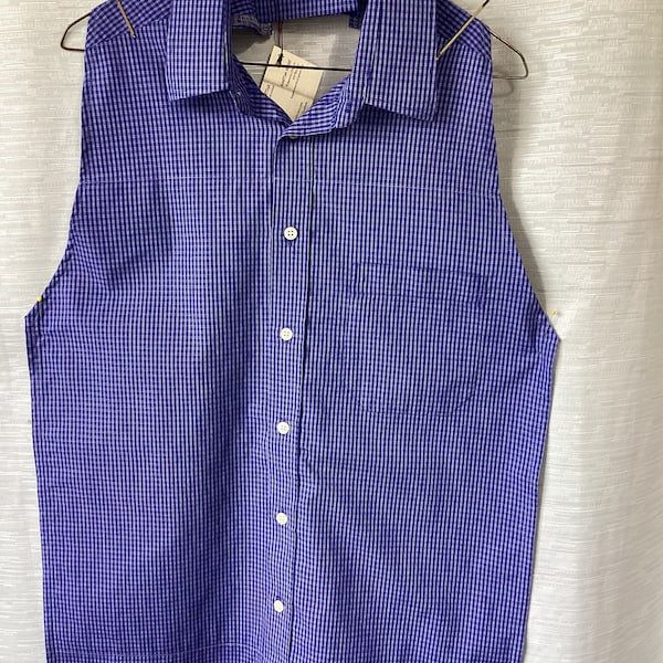 Adult Dignity Bib, Special Needs, Men’s Shirt Bib, Clothing Protector, Dining Coverup, Blue Checks