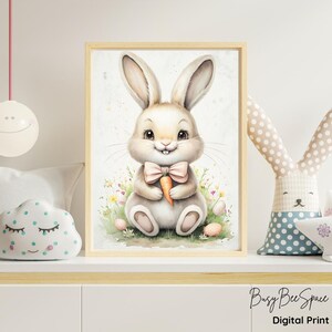 Easter bunny carrot print, spring carrot print, Easter wall art painting decor, printable poster, nursery decor