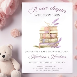 Storybook Baby Shower Template Invite Editable A New Chapter is Will Soon Begin Baby Shower Invitation Party A New Chapter Is About To Begin