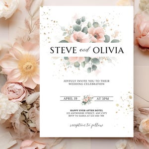Garden Flowers Wedding Invitation Template, Wildflower Wedding Invite, Colorful Spring Floral Printable Elegant EDITABLE Download Evite