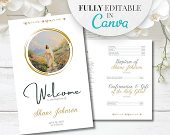 LDS Taufe Programm bearbeitbar LDS Taufe LDS Mädchen Taufe Programm Junge Taufe Programm Taufe Canva Template Printable