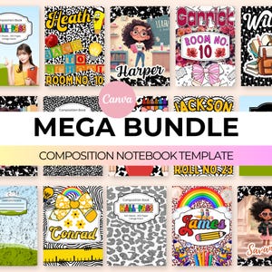 Composition Book Cover Template Bundle | Canva Editable Templates | Back to School Organization | School Notebook Covers | Instant Download
