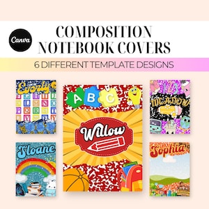 Composition Book Cover Template Bundle | Canva Editable Templates | Back to School Organization | School Notebook Covers | Instant Download