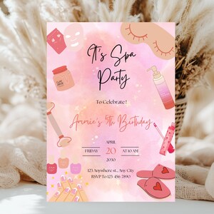 Spa Party Invitation, Editable Tween Birthday Spa Party Invite, Pamper Birthday Party Glam Party Invite,Spa Girls Birthday Invitation Canva
