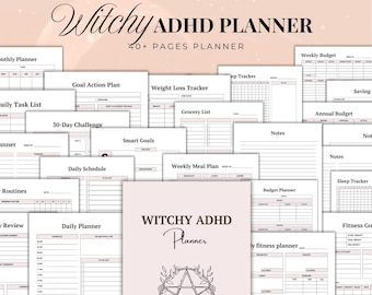 Witchy ADHD Planner | Editable Canva Template Printable Mental Health SelfCare Journal | KDP Interior | Instant Download, ADHD Planner