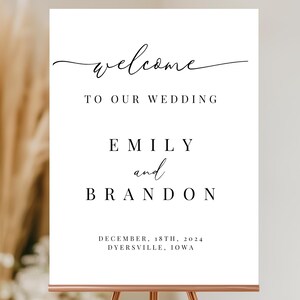 Minimalist Wedding Welcome Sign Template, Modern Welcome Wedding Sign, Editable Wedding Signage, Printable, Editable INSTANT Download Canva