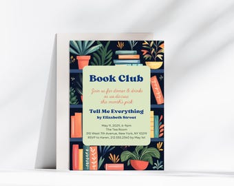 Book Club Invitation, Printable Book Club Invitation, Canva Book Club Template, Instant Download, Book Party Flyer