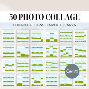 50 Photo Collage Canva Editable Template, Canva Frame Gift, Birthday Photo Collage Template Family Photo Collage Birthday Gift Collage Canva