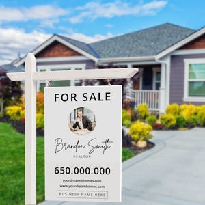 Real Estate Yard Sign Template | For Sale Sign | Property Sign | Modern For Sale Sign | Real Estate Sold Sign | Canva For Sale | Sign Rider