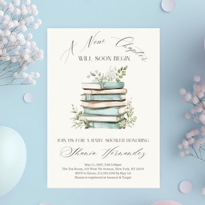Storybook Baby Shower Template Invite Editable A New Chapter is Will Soon Begin Baby Shower Invitation Party A New Chapter Is About To Begin