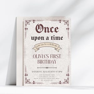 One for the books,Once Upon A Time Book Birthday Invitation, Book Themed Birthday Party Library Theme Party Invite Editable Instant Download