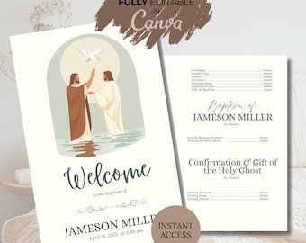 LDS Taufe Programm bearbeitbar LDS Taufe LDS Mädchen Taufe Programm Junge Taufe Programm Taufe Canva Template Printable