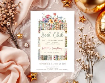 Book Club Invitation, Printable Book Club Invitation, Canva Book Club Template, Instant Download, Book Party Flyer, Bookish Party