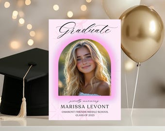 Graduation Announcement, Modern Grad Invitation, Arch Circle Clean, DIY Photo Graduation Party, Digital or Printed, Instant Edit & Download