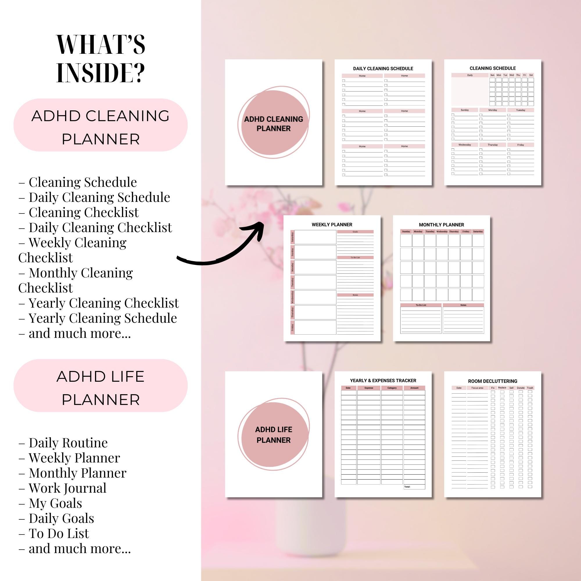 Editable ADHD Planner Bundle for Canva | Printable Life, School, Mental ...