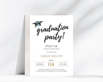 Graduation invitation template printable Editable Electronic graduation invite Grad announcement College graduation canva editable evite