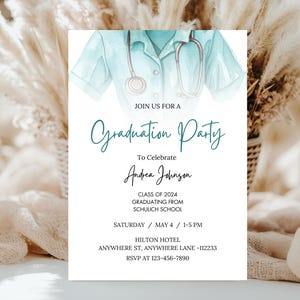 Nurse Graduation Party Invitation, She&#39;s Ready to Call the Shots, Medical School Graduation Invitation, Nursing Party Invite, Nursing Grad