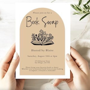 Editable book swap invitation - book club invitation - book lovers invite - booktok - book club evite - book swap evite, Book Club Invite