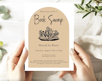 Editable book swap invitation - book club invitation - book lovers invite - booktok - book club evite - book swap evite, Book Club Invite
