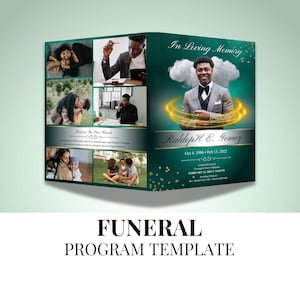 Funeral Memorial program, 8 pages, 8.5x11 inch, Elegant Funeral Program, Celebration of Life, Keepsake Digital Download Canva Template