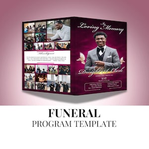 Funeral Memorial program, 8 pages, 8.5x11 inch, Elegant Funeral Program, Celebration of Life, Keepsake Digital Download Canva Template