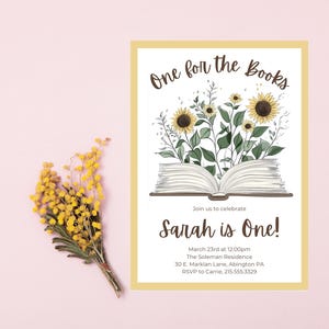 One for the books, Book Birthday Invitation, Book Themed Birthday Party, Library Theme Party Invite, Editable Instant Download