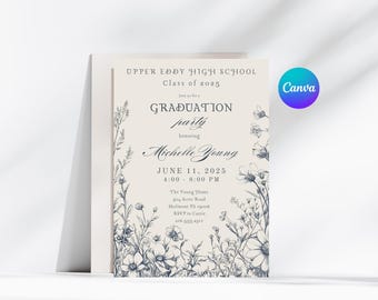 Graduation Invitation Template Printable Editable Electronic Graduation Invite Grad Announcement Class of 2025 College Graduation Canva