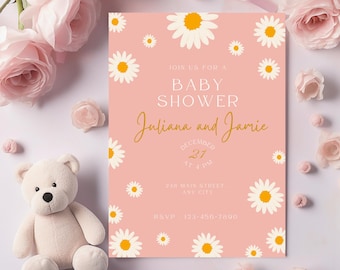 Editable A Little Wildflower Baby Shower Invitation, Baby in Bloom Baby Shower Invite, Wildflower Baby in Bloom Invitation shower Invite