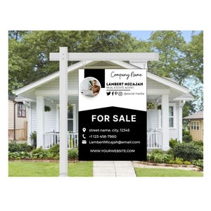 Real Estate Yard Sign Template | For Sale Sign | Property Sign | Modern For Sale Sign | Real Estate Sold Sign | Canva For Sale | Sign Rider