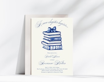 Book Themed Bridal Shower Invitation, A New Chapter Wedding Shower Invitation, Storybook Bridal Shower Invite, Library Bridal Shower Invite