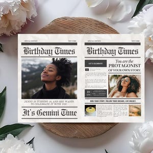 Birthday Newspaper Canva Template, Birthday Newspaper Template, Birthday Program, Large Birthday Newspaper, Editable Newspaper Itinerary