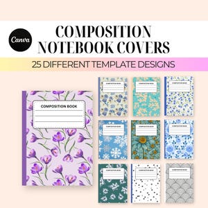 Composition Book Cover Template Bundle | Canva Editable Templates | Back to School Organization | School Notebook Covers | Instant Download