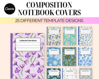 Composition Book Cover Template Bundle | Canva Editable Templates | Back to School Organization | School Notebook Covers | Instant Download