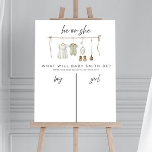 He or She What Will Baby Be Sign, Gender Guess Board, Boho Baby Shower, Gender Neutral Baby Shower, He or She Gender Reveal Game Canva Edit