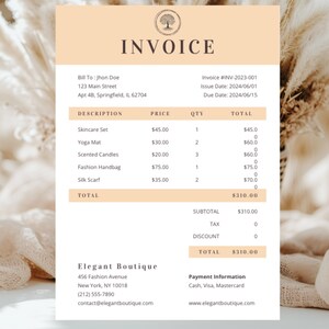 Invoice Template - Minimalist Business Invoice, Small Business Template, Modern Boho Client Invoice, Editable Template, Services Invoice