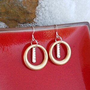 Gold Hoops Sterling Silver Earrings, Gold and Silver Hoop Earrings, Sterling Silver Hoop Earrings, Gold Hoop Earrings