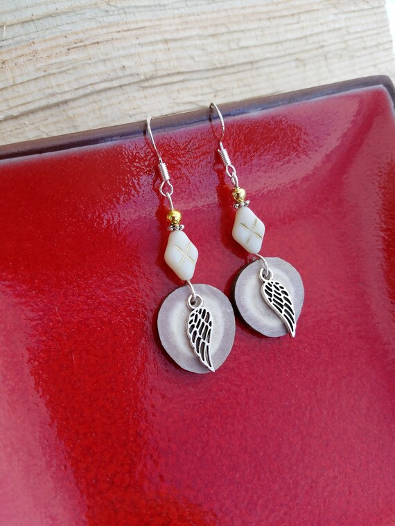 Antler Sterling Silver Earrings Montana Deer Antler Angel Wings Sterling Silver Earrings Angel Wing Deer Antler Sterling Earrings