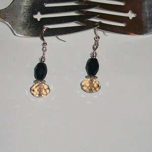 Black and Silver Dangle Earrings, Black Night Silver Earrings, Black Crystal Silver Earrings