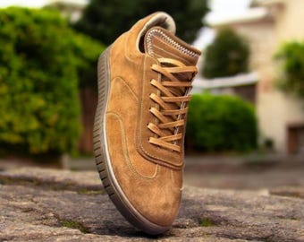 Klassische handgefertigte Herren Wildleder-Sneaker | Echtleder Frühling-Sommer Schuhe | Lässige atmungsaktive Schuhe für Männer