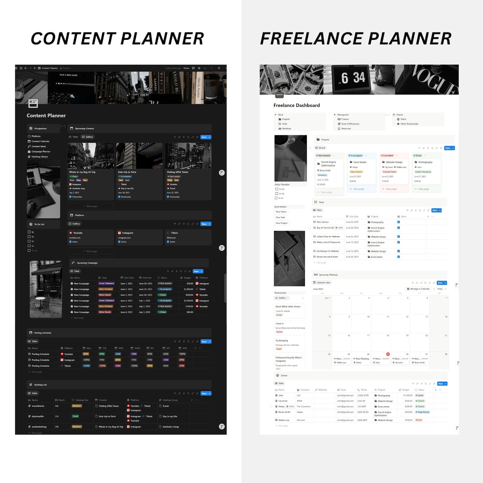 Notion Template 2026 Freelance & Content Planner, Social Media Planner ...