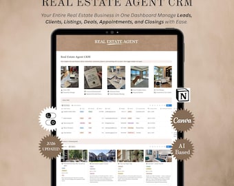 Real Estate CRM Notion Template | Client Management, Deal Tracker, Lead Management, Open House & Task Manager | Realtor Business Dashboard
