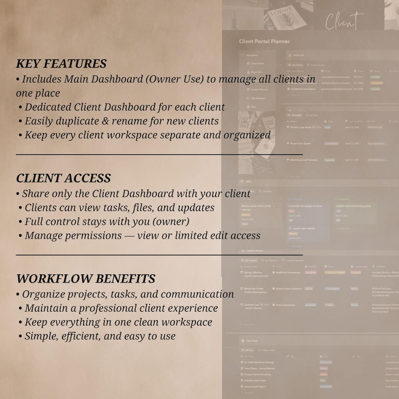 Notion Template Client Portal 2026 CRM Planner Project Management ...