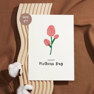 Impressão digital para o Dia das Mães, presente para impressão, artesanato para mãe, atividade artística floral para crianças em idade pré-escolar, cartão de impressão digital DIY, cartão divertido DIY