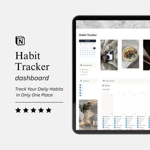 Notion Template Habit Tracker Digital Planner Productivity Dashboard Daily Habits Organization Routine Builder Personal Growth Goal Setting