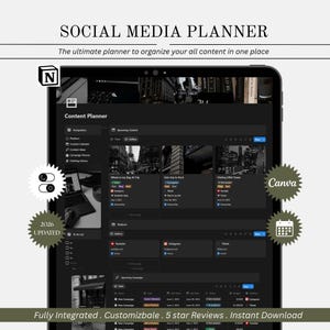 Notion Template Social Media Content Planner Content Calendar Notion Youtube Instagram Tiktok Planner Notion Dashboard Content Plan