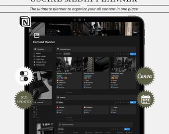 Notion Template Social Media Content Planner Content Calendar Notion Youtube Instagram Tiktok Planner Notion Dashboard Content Plan