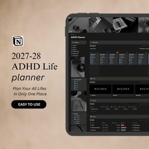 Plantilla de planificador Notion ADHD 2026 Planificador digital Rastreador de hábitos Herramienta de gestión de vida Plantilla de organización Plantilla de productividad estudiantil